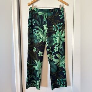 Cynthia Rowley Women’s 4 Green Navy Leaf Print Ankle Pants Pockets
